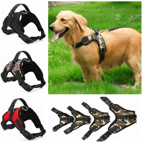 Adjustable Dog Harness Handle Large & Small Pet Supplies No-Pull Red Black Camo