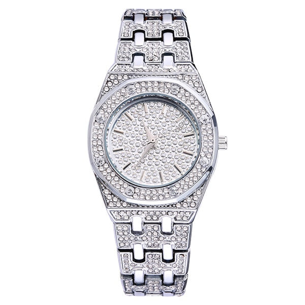 Elegant Waterproof Quartz Steel Wristwatch Women Fashion Sparkle Dress Watch