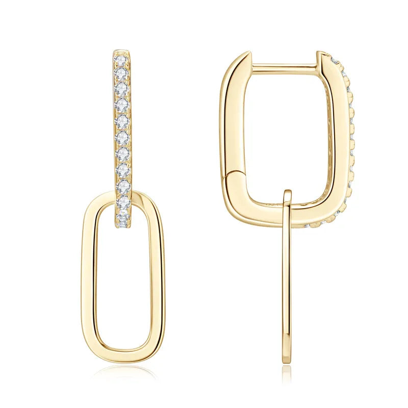 925 Sterling Silver Moissanite Drop Earrings Gold & Silver Elegant Jewellery