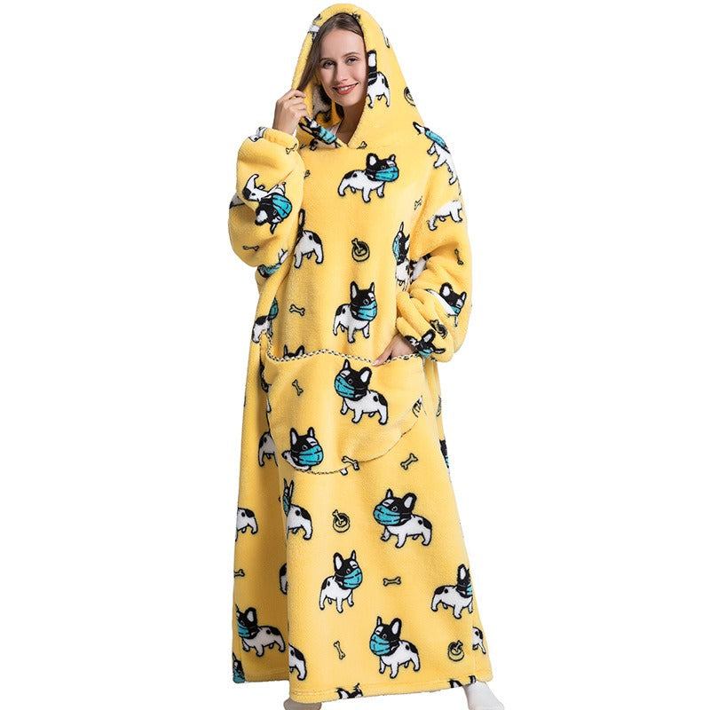 Oversized Blanket Hoodie Adults Ultra-Soft Warm Long Hooded Fleece Pockets