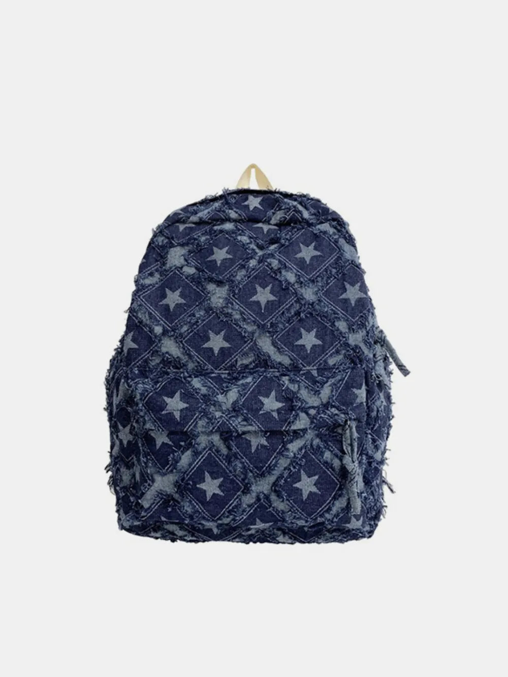 Star Denim Backpack Distressed Frayed Edge Casual Medium School Rucksack Bag