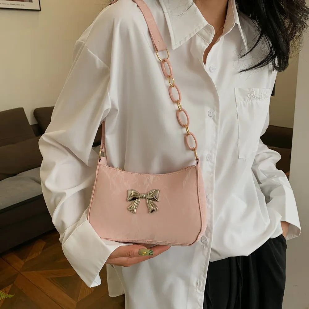 Faux Leather Shoulder Bag Women's Strap Metal Clasp Zip Closure Spacious Interior