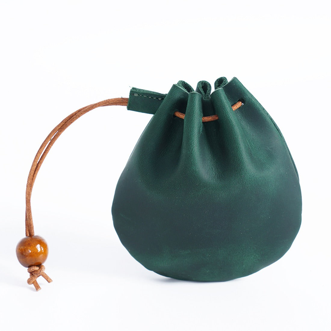 Handmade Cowhide Leather Drawstring Coin Bag Vintage Genuine Storage Pouch