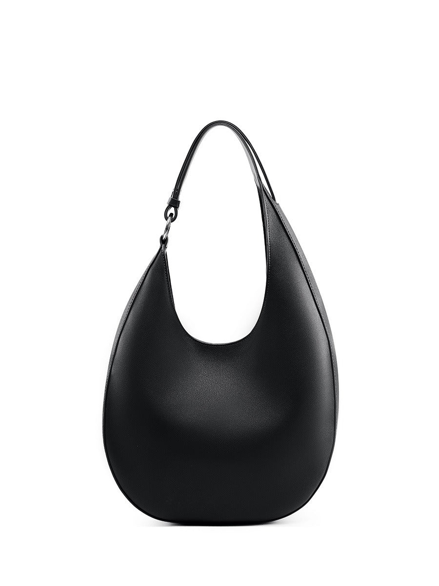 Genuine Leather Single Shoulder Bag Women's Crescent Shaped Crossbody Tote