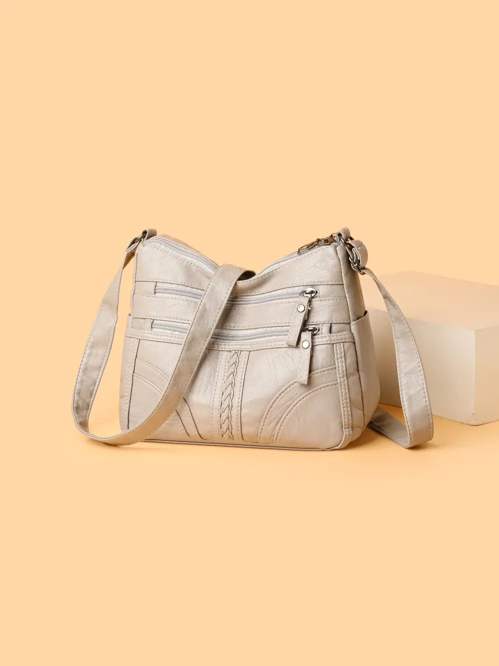 Faux Leather Adjustable Strap Shoulder Bag Medium Size Multiple Colours