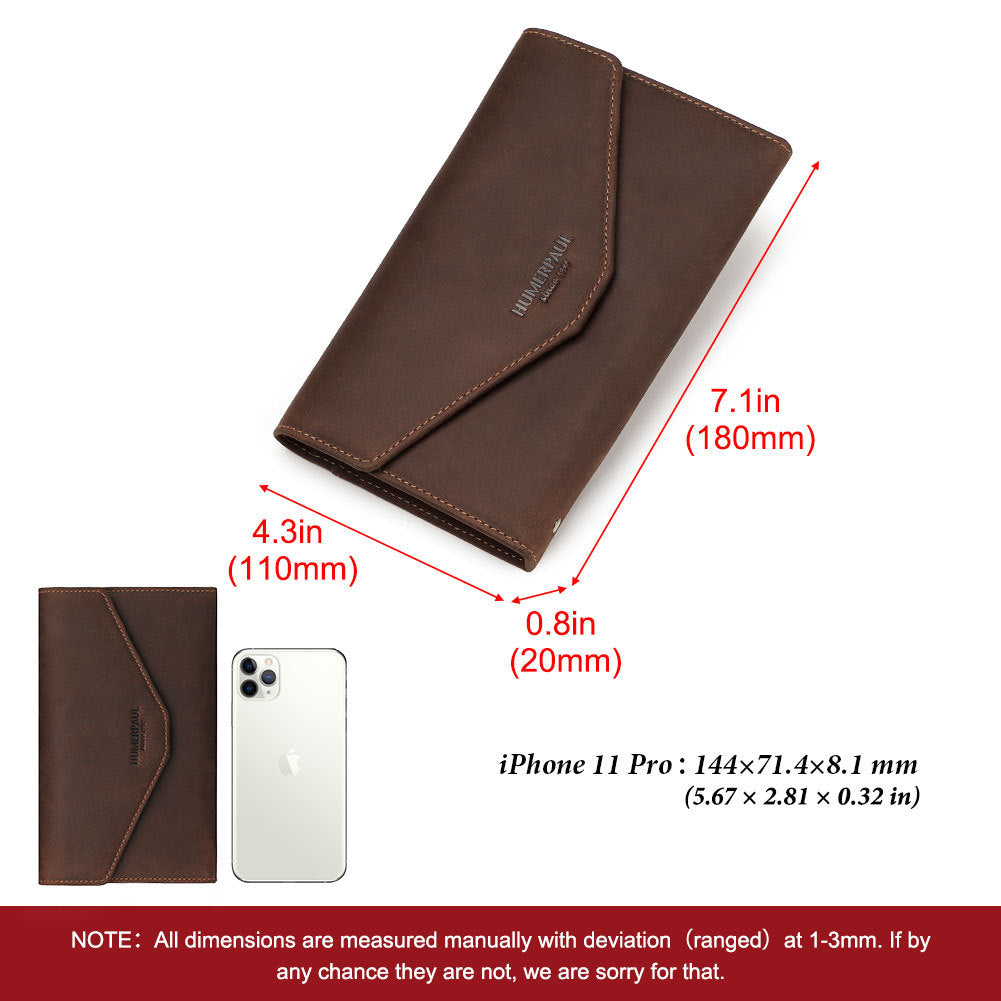 Men's Genuine Leather Travel Clutch Passport Wallet Document Holder Organizer