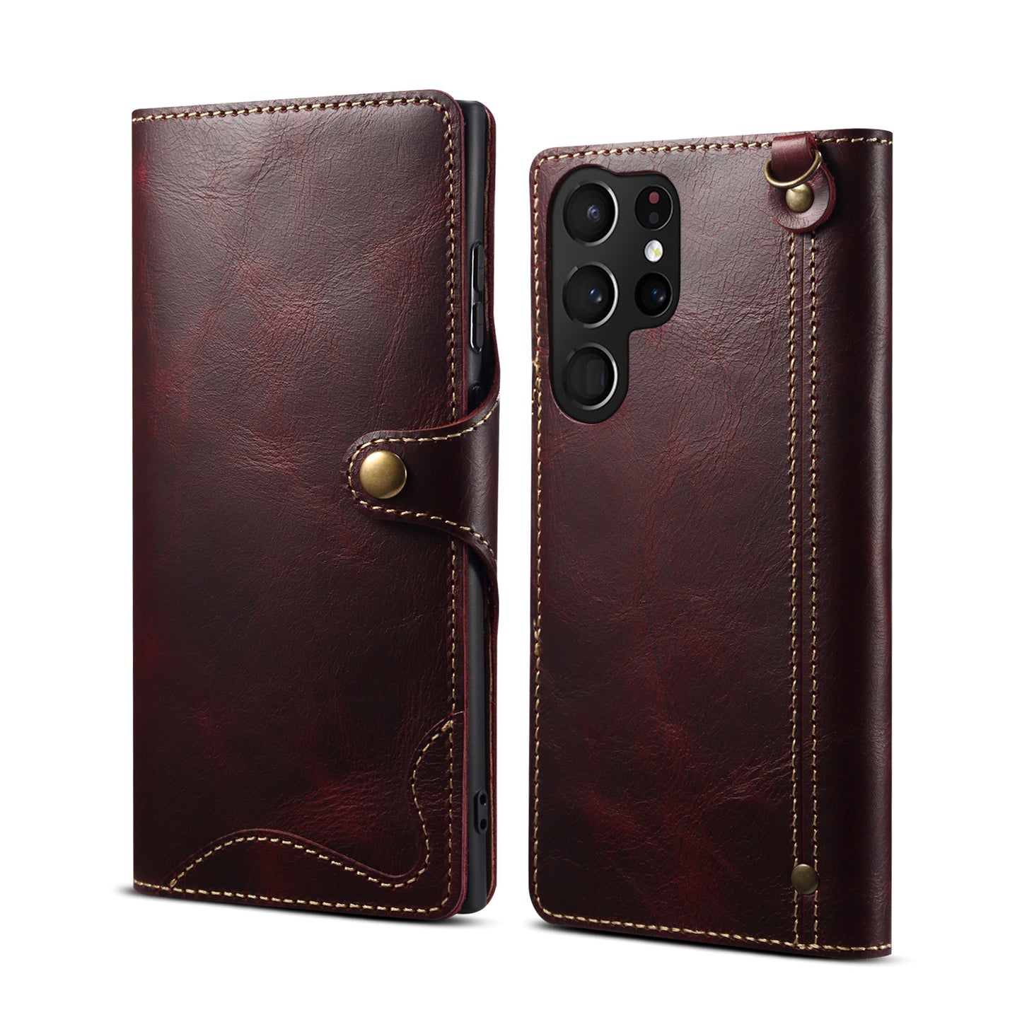 Genuine Leather Flip Case For Samsung Galaxy S25 Plus Ultra S24 S23 S22 S21 S20 S10 Retro Cover