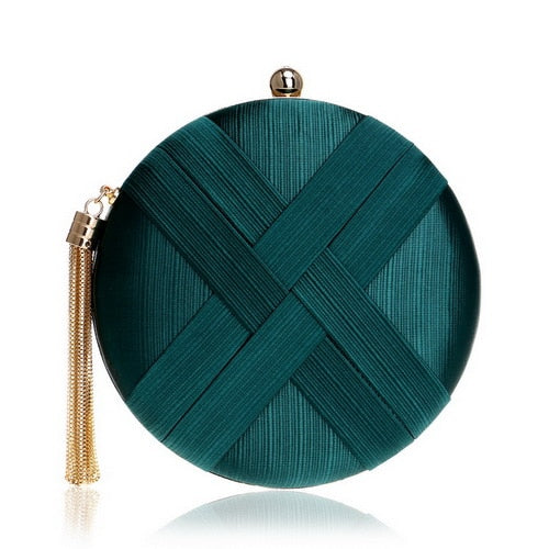 Elegant Satin Tassel Clutch Bag Evening Party Purse Wedding Bridal