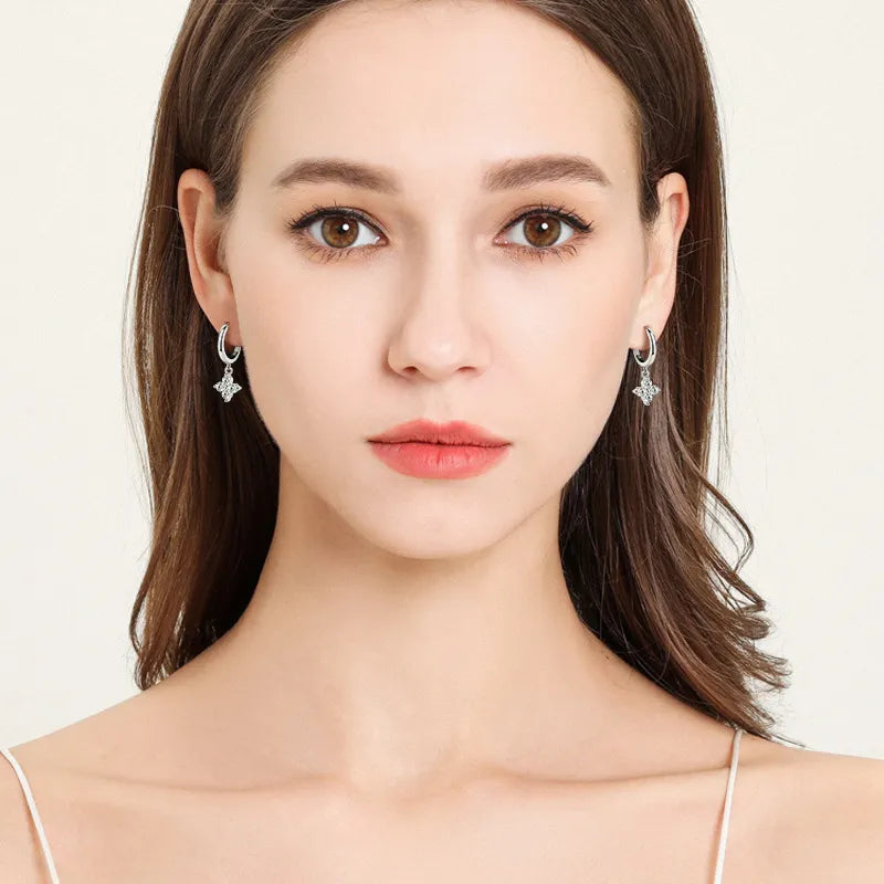 925 Sterling Silver Moissanite Hoop Drop Dangle Earrings Gold Silver Elegant Jewellery
