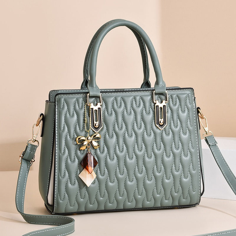 Elegant Women's PU Leather Handbag Quilted Design Gold Accents Fashion