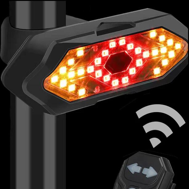 Bike Turn Signal Light Remote Control LED Indicator Rechargeable Taillight Horn