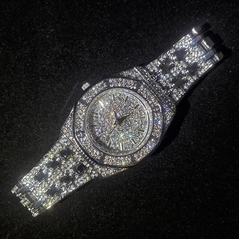 Elegant Waterproof Quartz Steel Wristwatch Women Fashion Sparkle Dress Watch