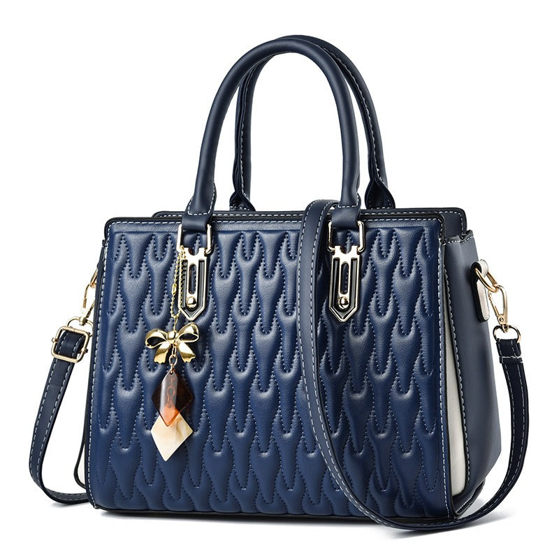 Elegant Women's PU Leather Handbag Quilted Design Gold Accents Fashion