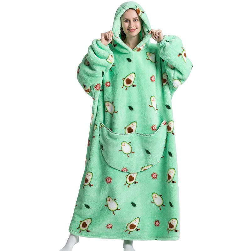Oversized Blanket Hoodie Adults Ultra-Soft Warm Long Hooded Fleece Pockets