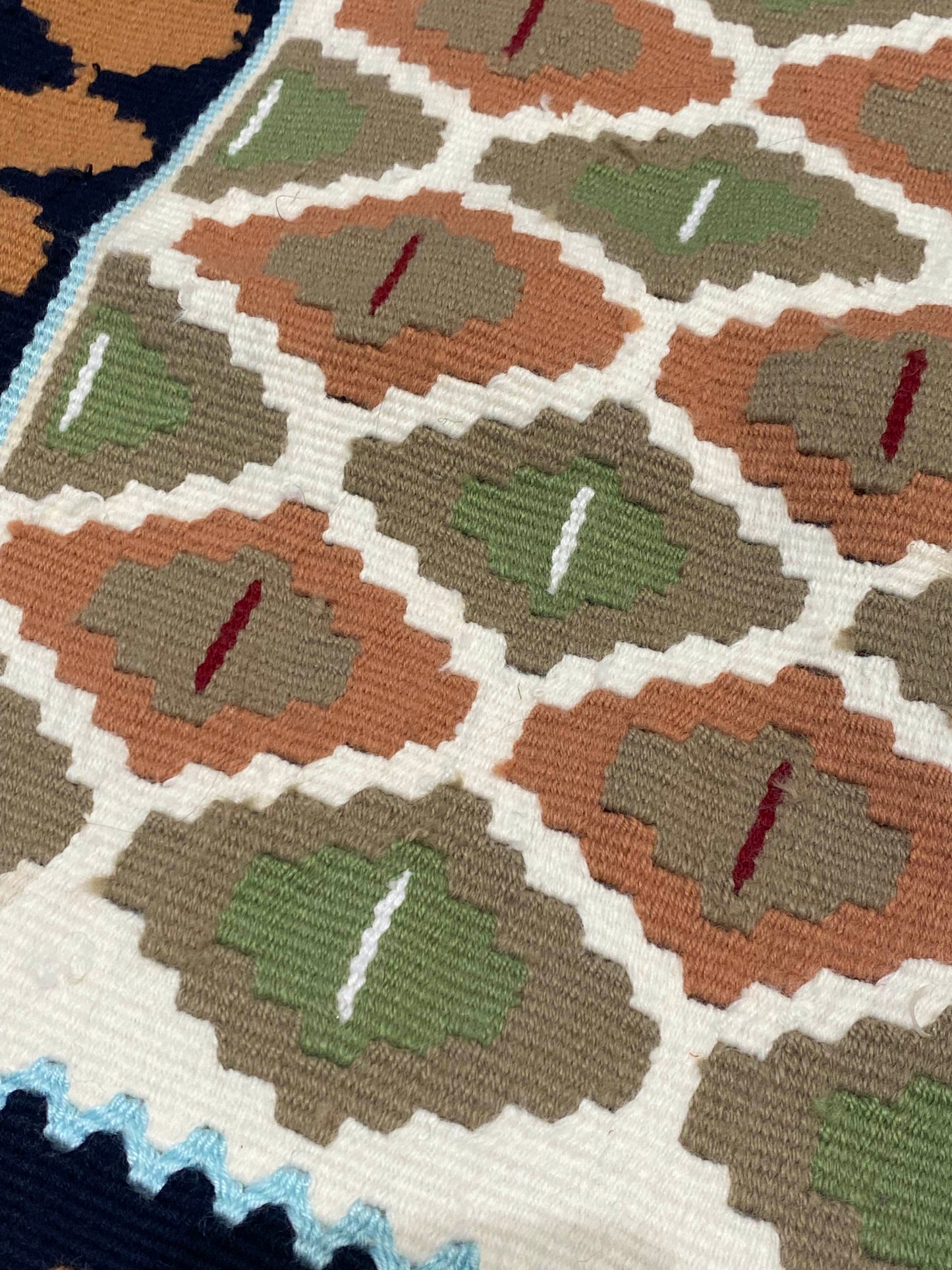 Traditional Qashqai Kilim Wool Rug Handwoven Flatweave for Living Room 92x56cm