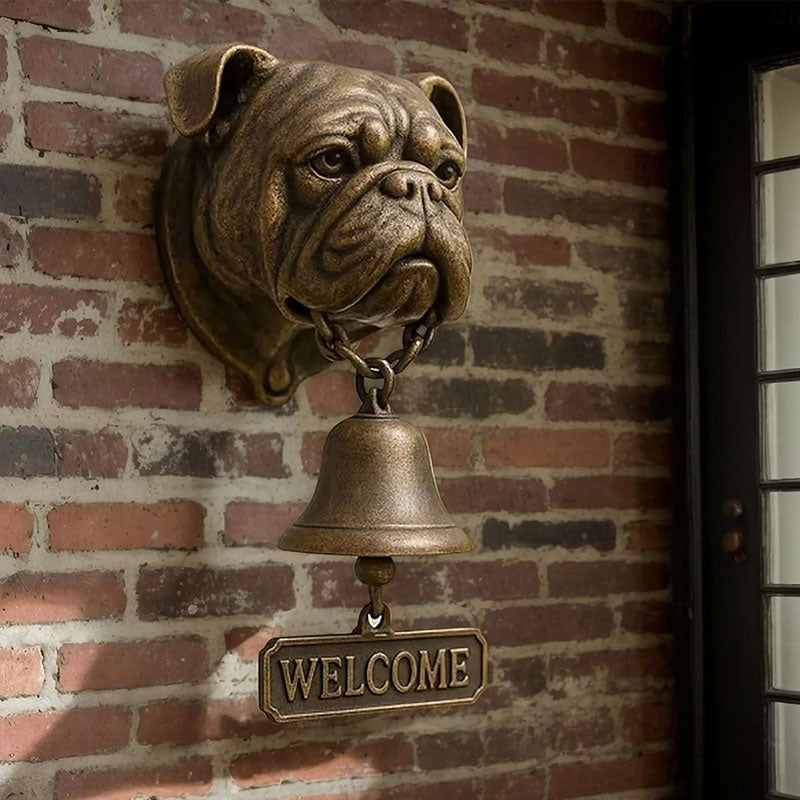 Antique Bulldog Dobermann Door Chime Wall Accessory Metal Merchant Signal Bell