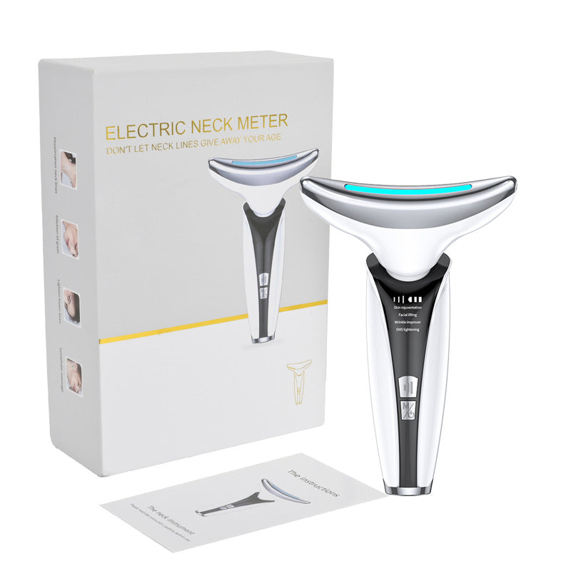 USB Rechargeable EMS Neck & Face Lifting Massager Device 3 Light Modes LED