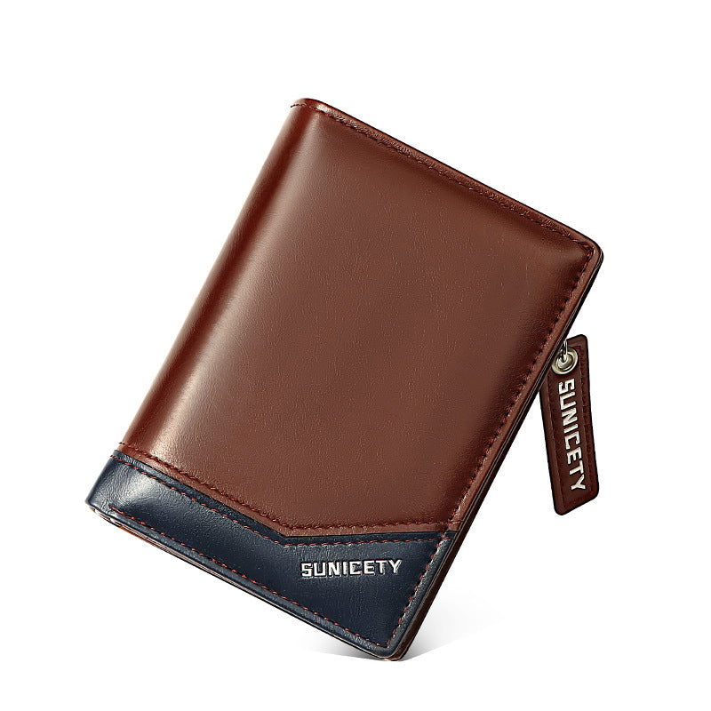 Men's RFID-Blocking Faux Leather Wallet Zip Closure Multi-Slot Secure Storage