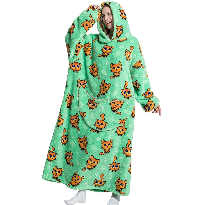 Oversized Blanket Hoodie Adults Ultra-Soft Warm Long Hooded Fleece Pockets