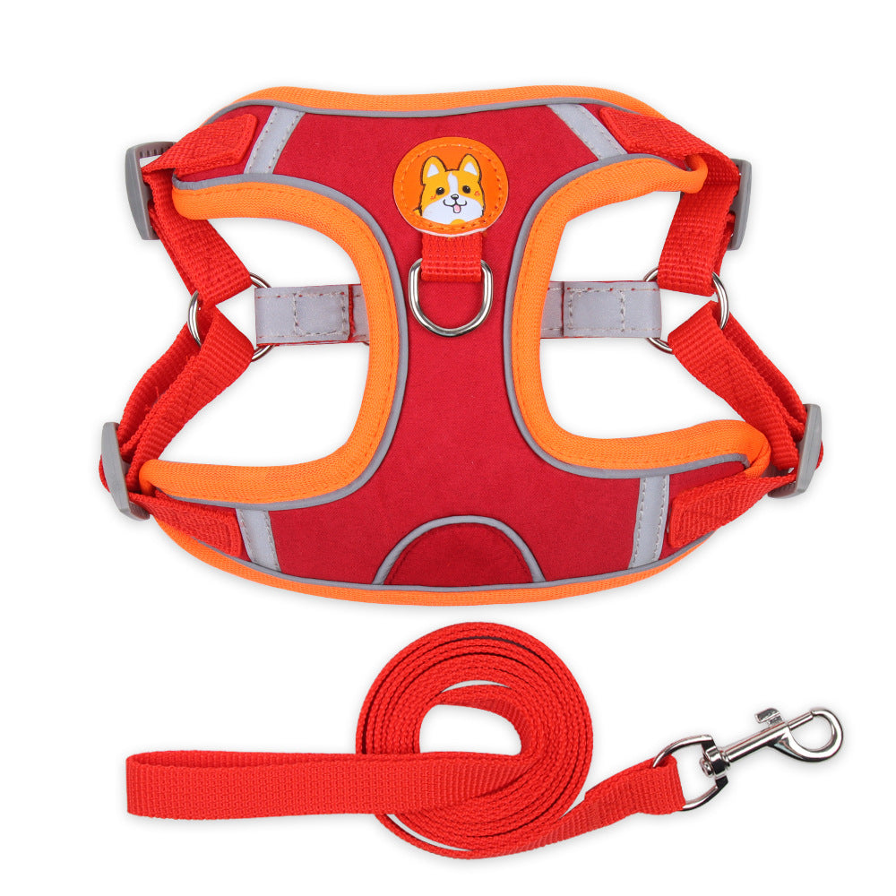 Reflective Dog Harness & Leash Set Soft Adjustable Fit Vest Small Dogs Pets