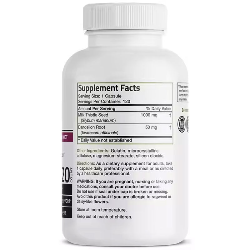 Milk Thistle 1000mg Capsules with Dandelion Root 120 Count for Adults