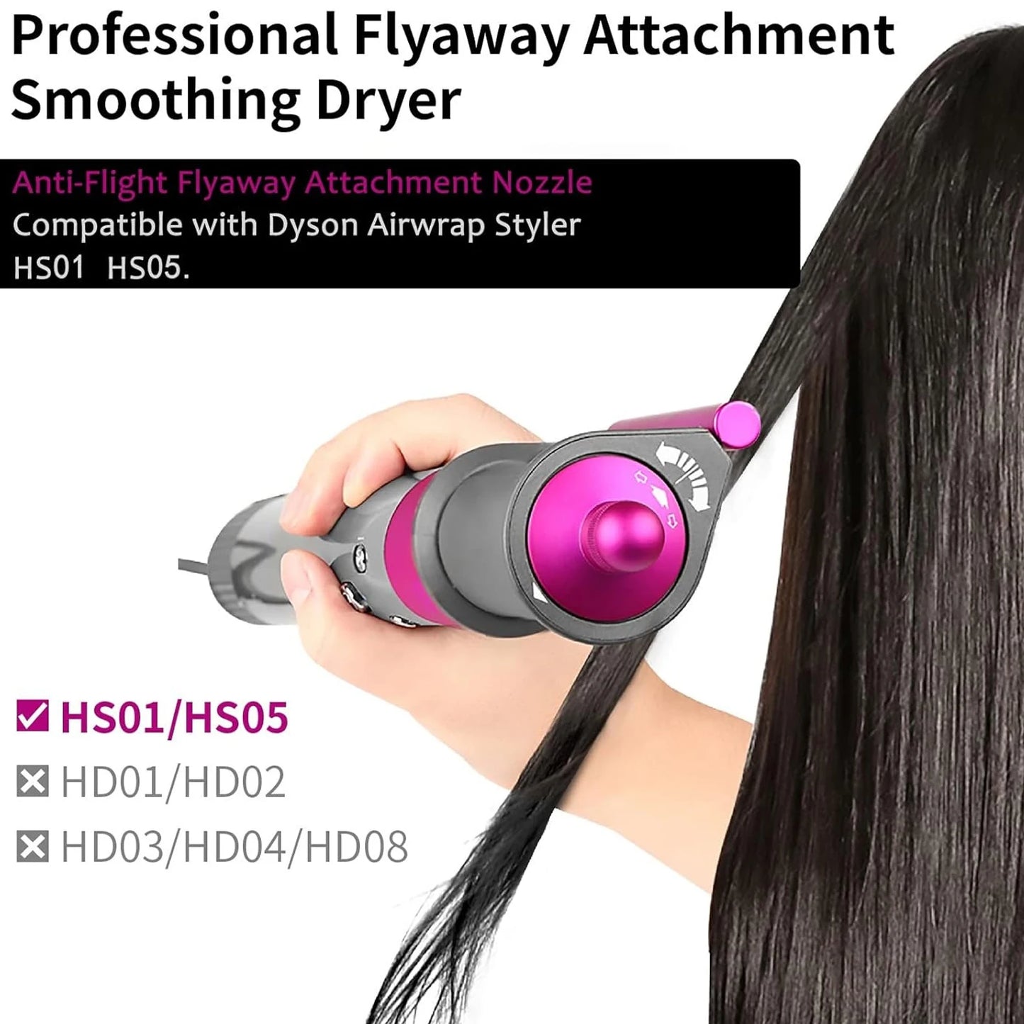 Smooth Flyaway Attachment Nozzle Fits Dyson Airwrap HS05/HS01 Hair Styling