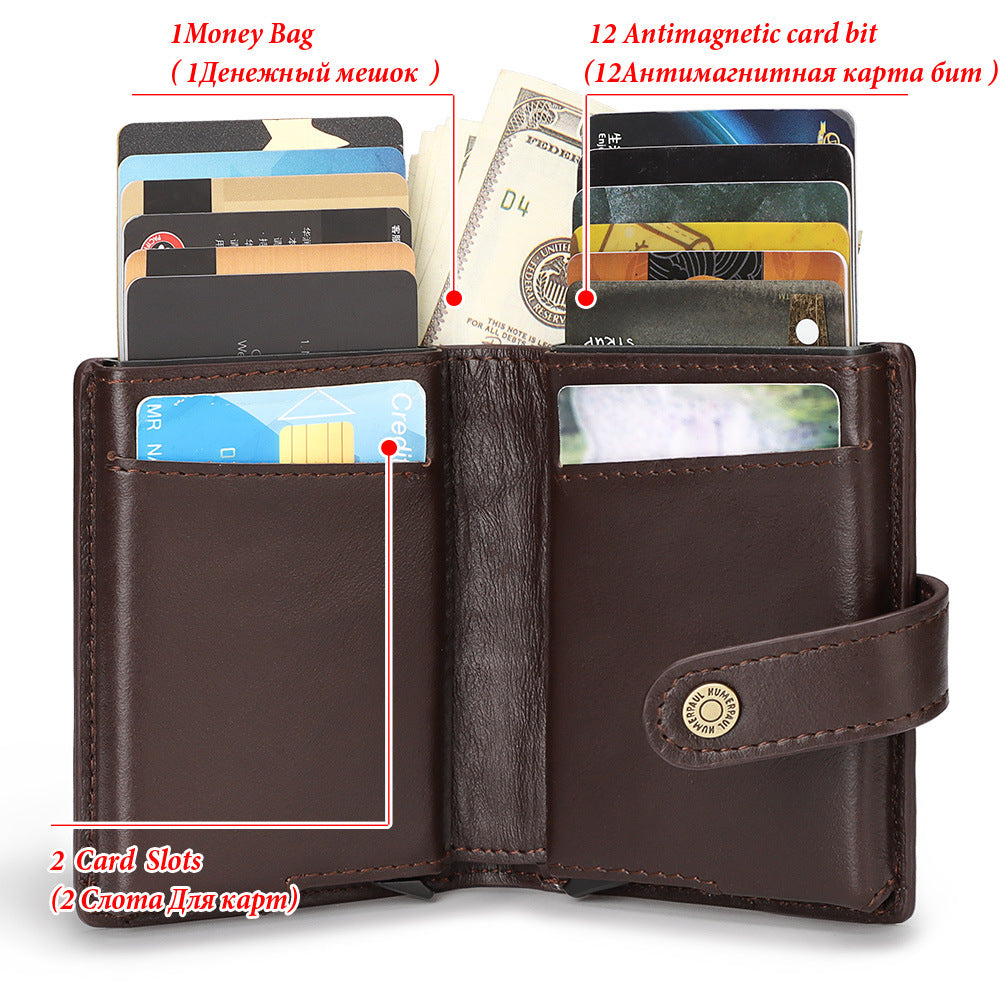 Men's RFID Blocking Leather Wallet Secure Zipper Card Holder Vintage Style Storage