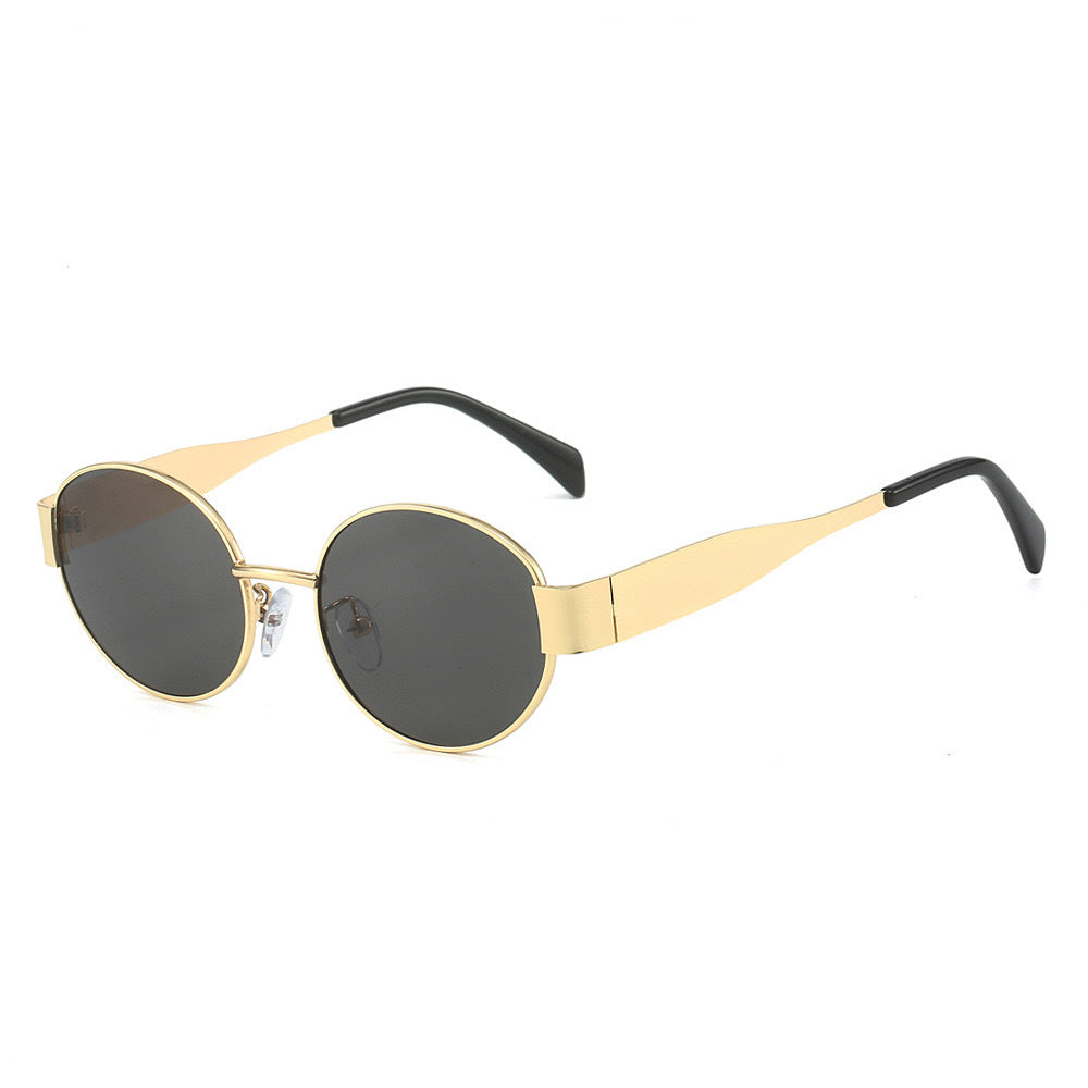 Oval Metal Frame Sunglasses with UV400 Protection Ideal for Sunny Days Outdoors