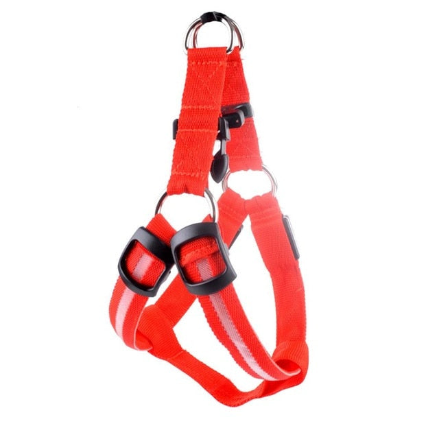 LED Dog Harness Safety Nylon Strap Adjustable Flashing Light Pet Harness XS-XL