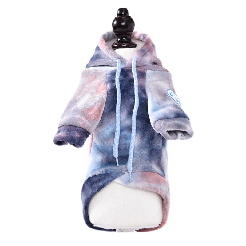 Dog Winter Plush Hoodie Warm Stylish Pet Sweater Gradient Colour Small Dogs Cats