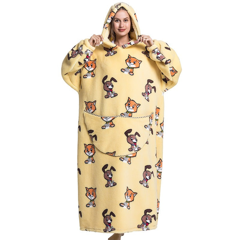 Oversized Blanket Hoodie Adults Ultra-Soft Warm Long Hooded Fleece Pockets