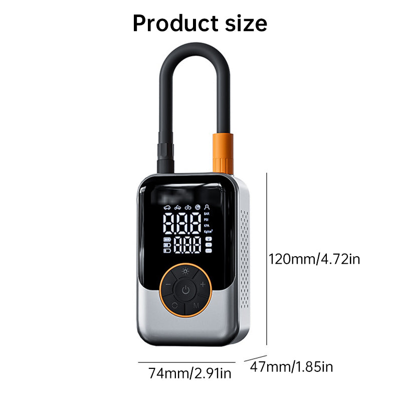 Digital Wireless Inflator for Tyres, Sports Balls, USB Rechargeable, Lightweight