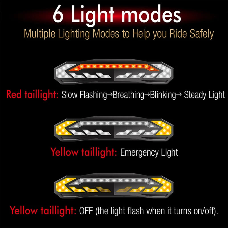 Bike Alarm Tail Light USB Rechargeable Waterproof Multifunctional Bicycle Rear Lamp
