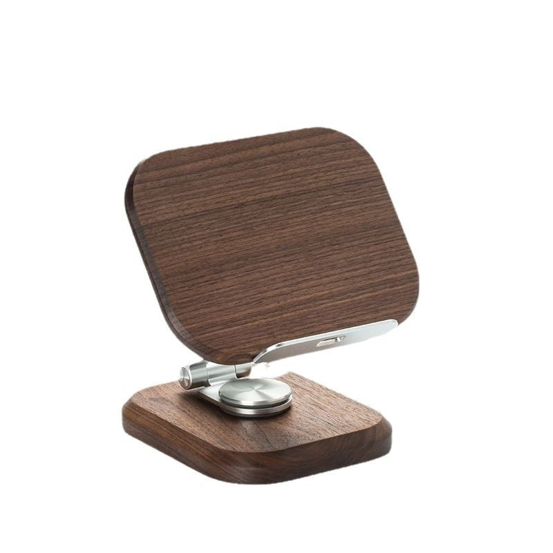 Adjustable Rotating Walnut Wood Desktop Tablet Phone Holder Office Gaming