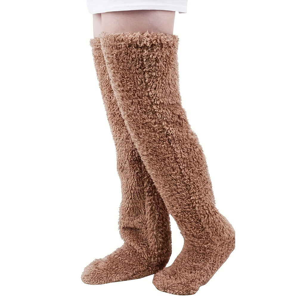 Ultra-Warm Plush Leg Warmers Long Socks Unisex Thick Thermal Knee Pads 13 Colours