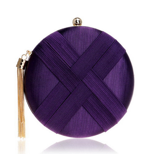 Elegant Satin Tassel Clutch Bag Evening Party Purse Wedding Bridal