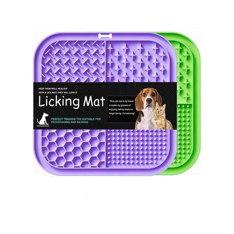 Silicone Pet Licking Mat Slow Feeder Suction Cup Anti-Choke Dish Dog Cat Bowl