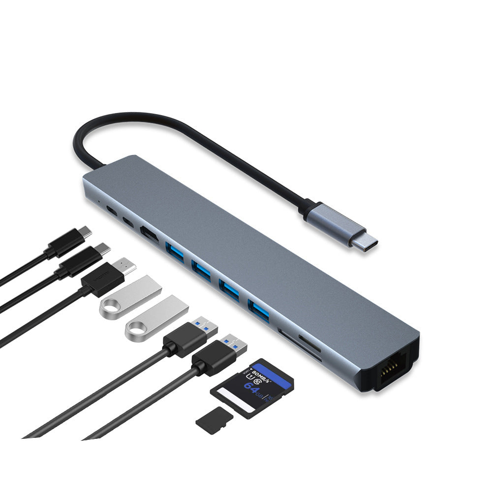 Type-C HUB 10-in-1 Dock HDMI 4K USB 3.0 USB 2.0 SD TF Ethernet PD100W Adapter
