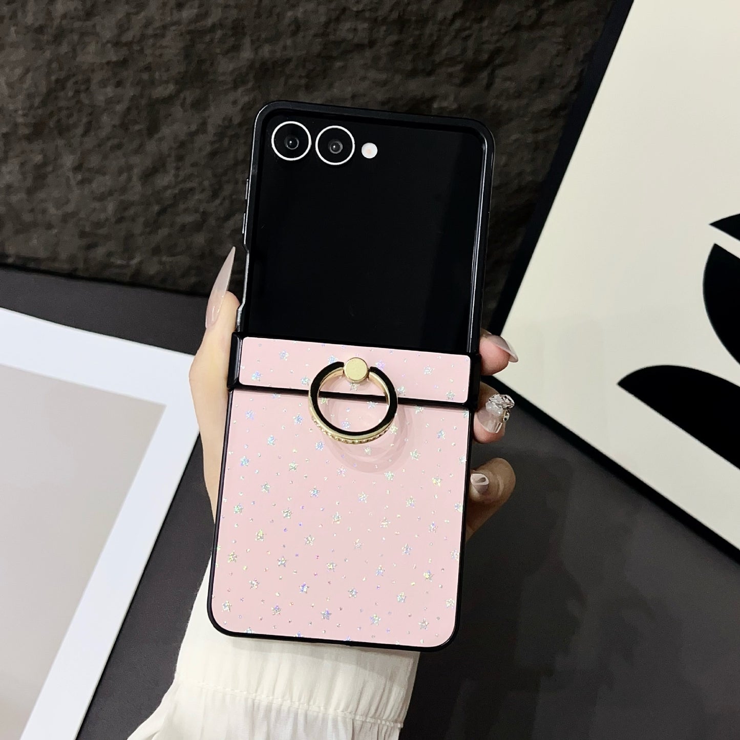 For Samsung Z Flip 7 6 5 4 Protective Case Star Ring Holder Polycarbonate