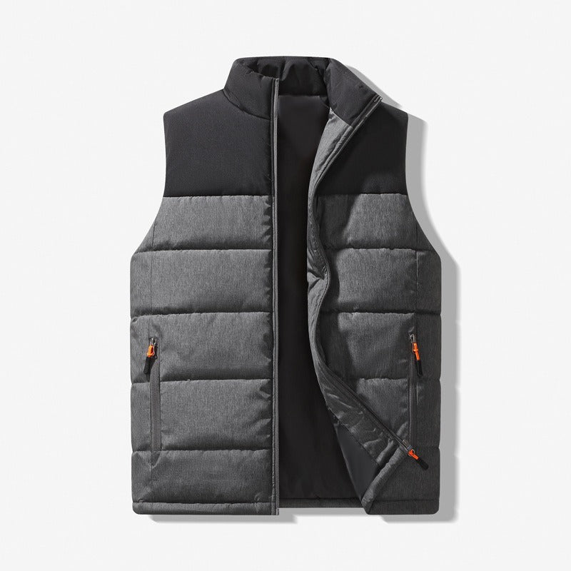 Men's Gilet Cotton Filled Winter Thick Padded Warm Sleeveless Vest Collar Clothing