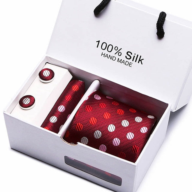 100% Silk 3pc Men's Plaid Tie Set Extra Long Woven Neck Ties Suit Gift Box