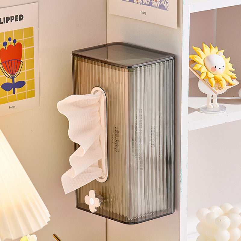 Wall Hanging Tissue Box Rectangular Plastic Storage Flower Knob Household Paper
