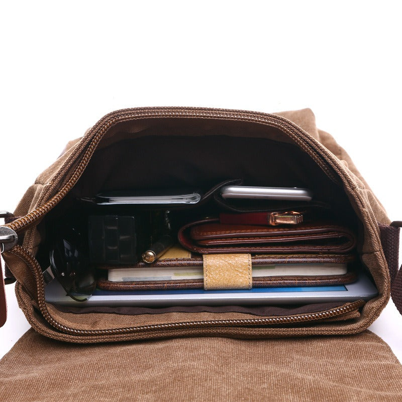 Men's Business Messenger Shoulder Bag Casual Office Travel Bag Brown Black