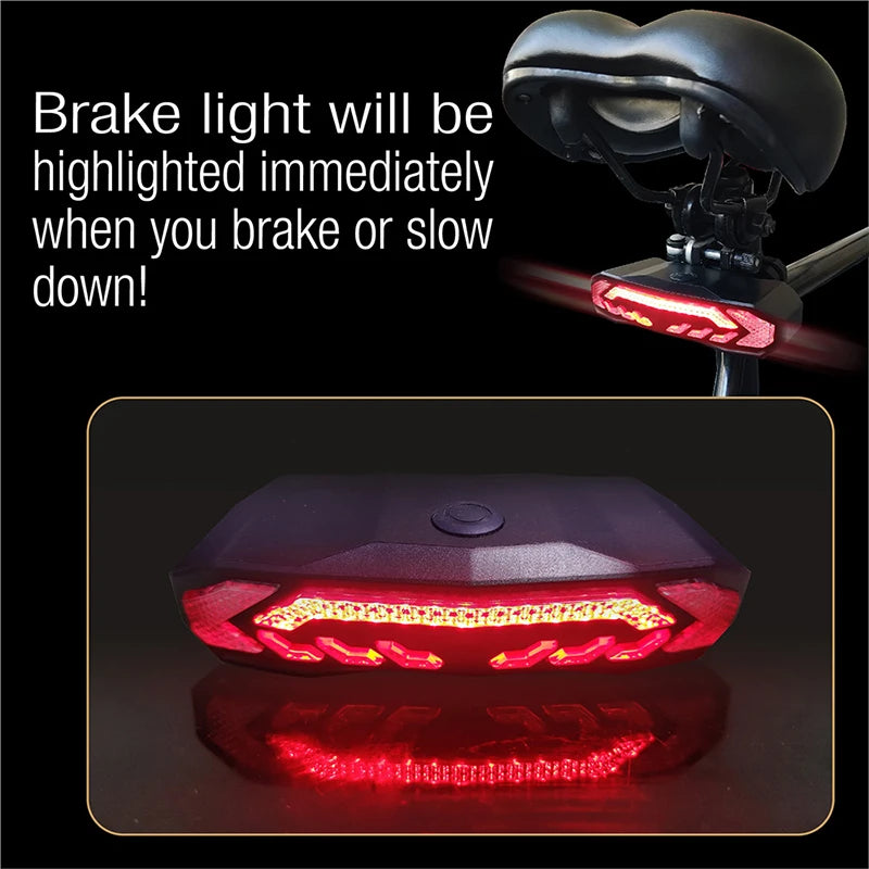 Bike Alarm Tail Light USB Rechargeable Waterproof Multifunctional Bicycle Rear Lamp