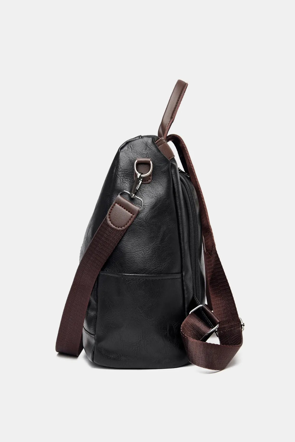 Faux Leather Backpack Zippered Pockets Adjustable Shoulder Straps Spacious Interior