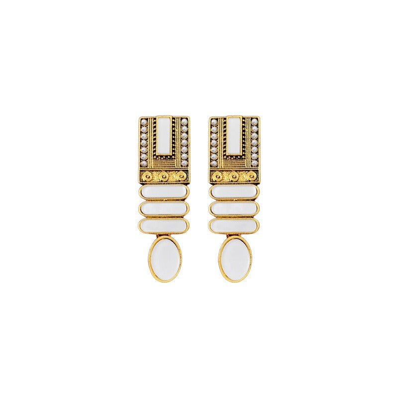 Geometric Artificial Pearl Earrings French Retro Court Style Elegant