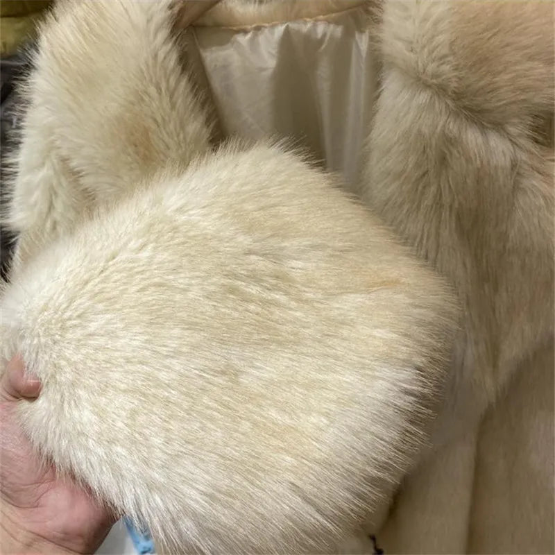 Women's Oversized Loose Faux Fur Jacket Luxurious Warm Fuzzy Plush Coat