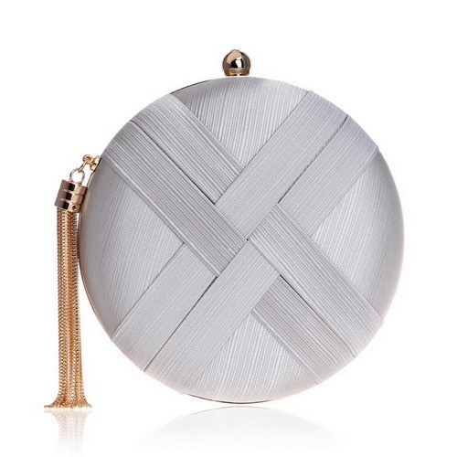 Elegant Satin Tassel Clutch Bag Evening Party Purse Wedding Bridal