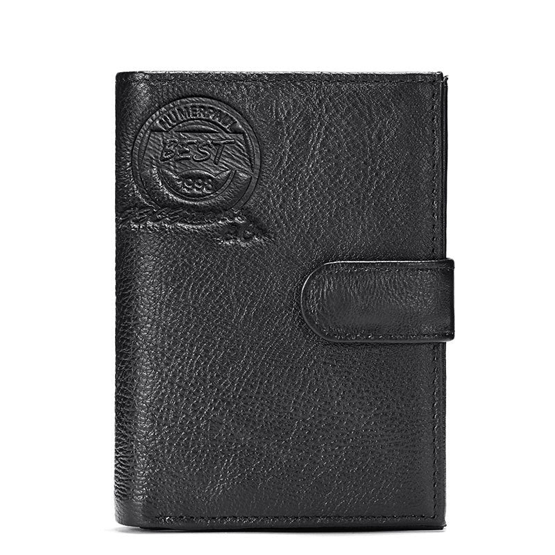 Genuine Leather Passport Wallet for Men RFID Secure Multi-Card Large Capacity Holder