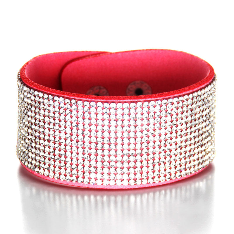 Crystal Bracelet Genuine Leather Bangles Women Jewellery Gemstone